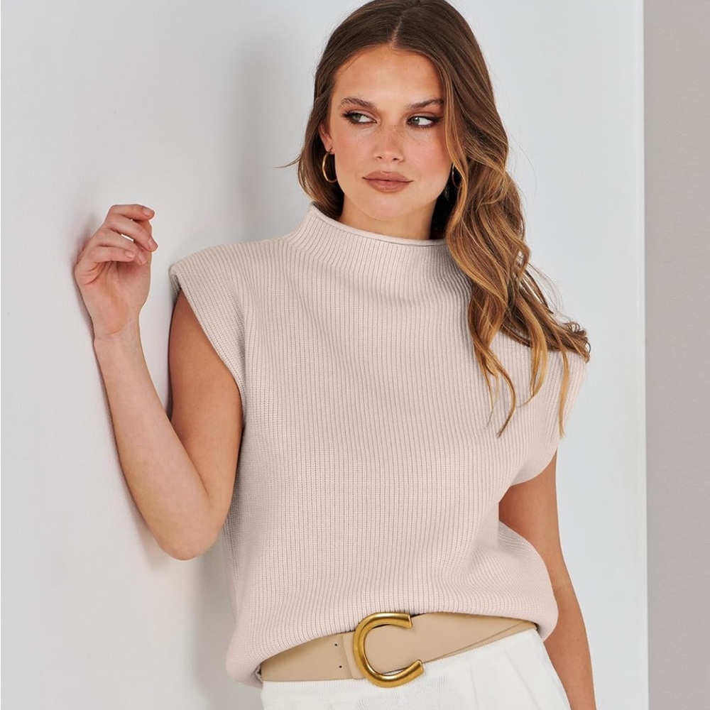 Mock Neck Sleeveless Sweater Vest